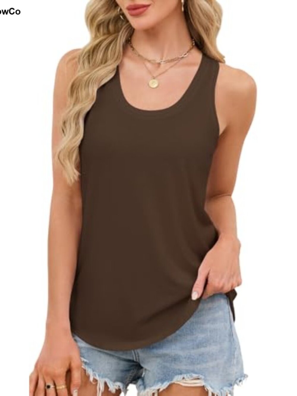 Women's Scoop Neck Loose Fit Racerback Tank Top Sleeveless Flowy Summer